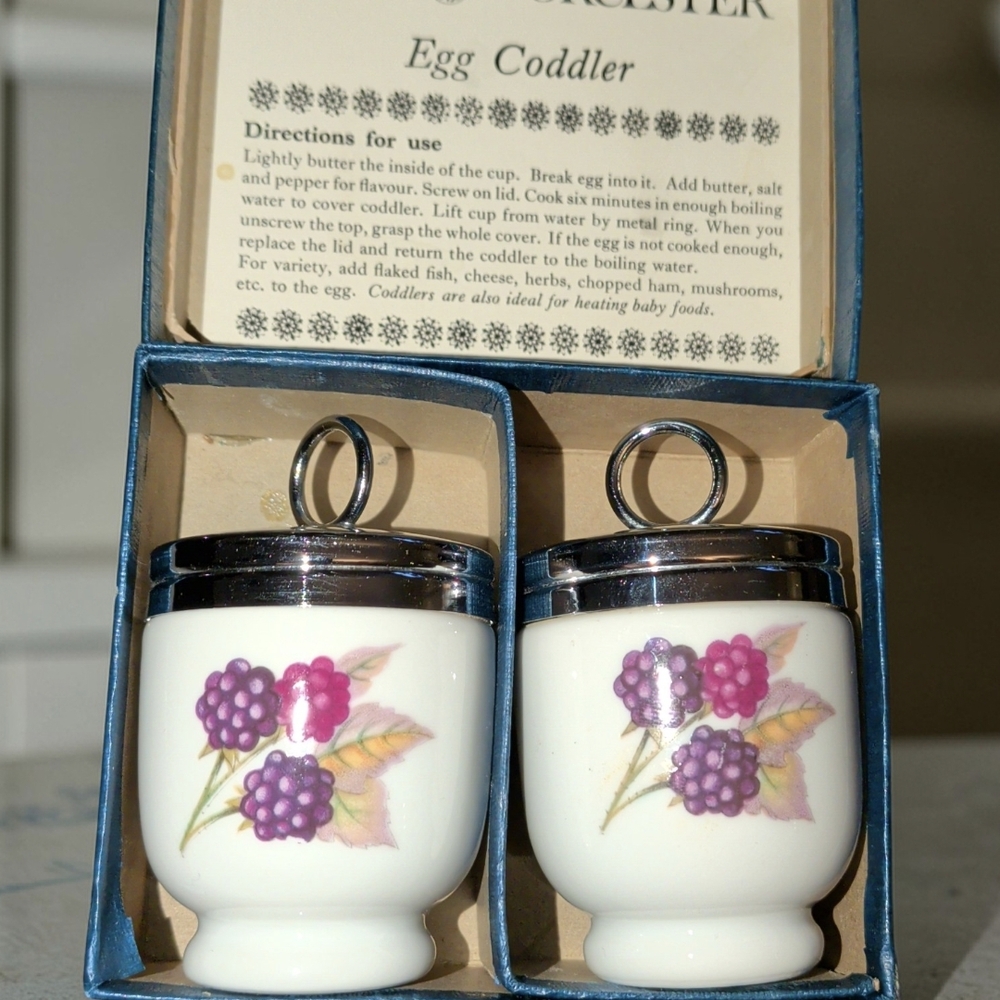 Royal Worcester Egg Coddlers with Fruit Design - Picture 2 of 3